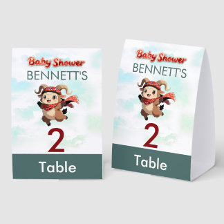 Cute Ram Winter Baby Shower Table Number Tischaufsteller
