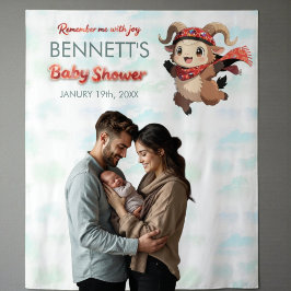 Cute Ram Winter Baby Shower Tapestry Wandteppich