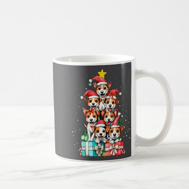 Cute Rat Terrier Le Dog Christmas Tree Xmas  Kaffeetasse (Rechts)
