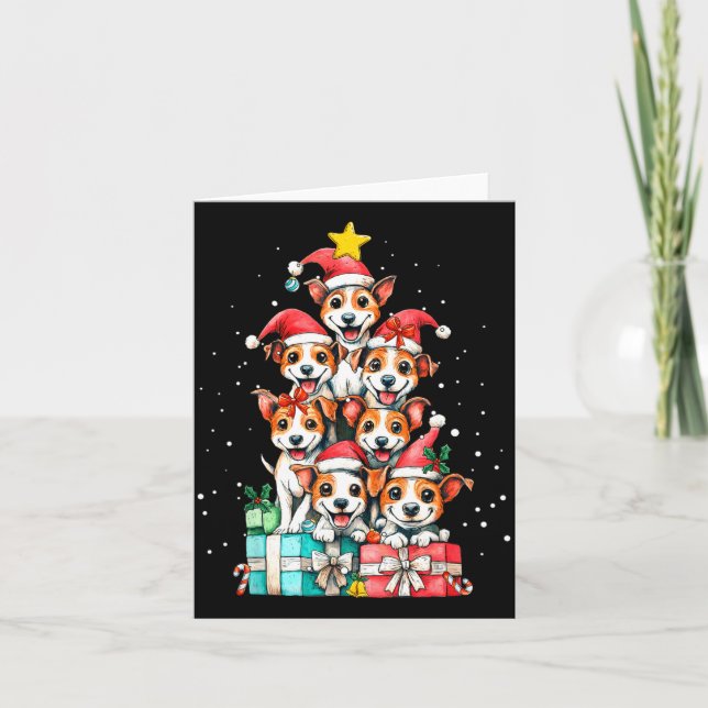 Cute Rat Terrier Le Dog Christmas Tree Xmas  Karte (Vorderseite)