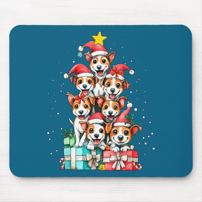 Cute Rat Terrier Le Dog Christmas Tree Xmas  Mousepad (Vorne)