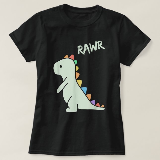 Cute Rawr Dinosaur Cartoon Kids Design T-Shirt (Design vorne)