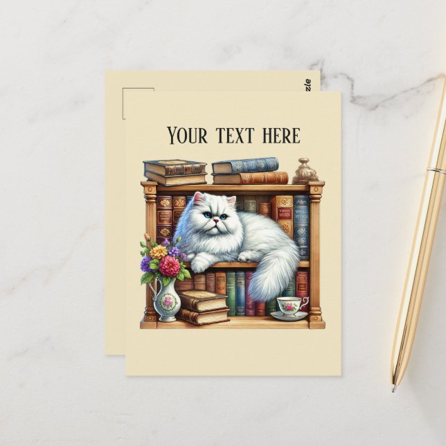 Cute reading cat lovers  postkarte (Vorderseite/Rückseite Beispiel)