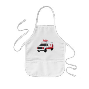 Cute red ambulance van cartoon kinderschürze