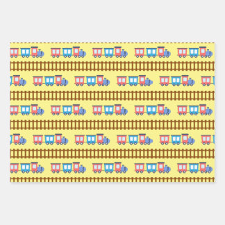 Cute Red and Blue Choo Choo Train Gift Wrap Geschenkpapier Set