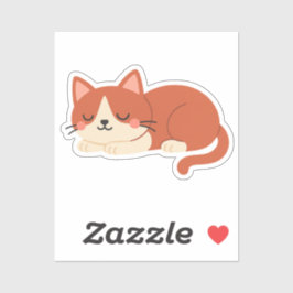 Cute Red and White Cat – Sleeping Kitty Aufkleber