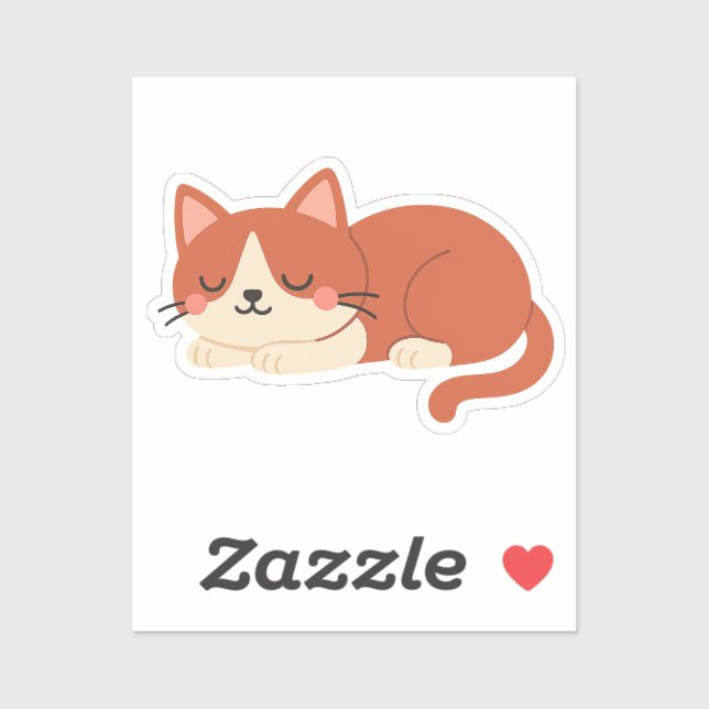 Cute Red and White Cat – Sleeping Kitty Aufkleber (Blatt)