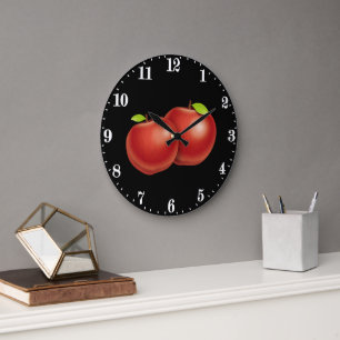Cute red apple lovers kitchen decor große wanduhr