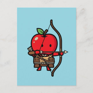 Cute Red Apple Samurai Archer Yumi Bow  Postkarte