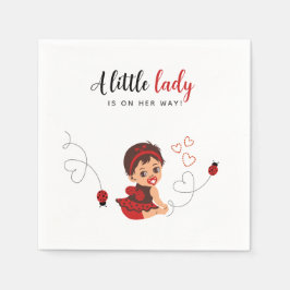 Cute Red Black Ladybug Girl Baby Shower Serviette