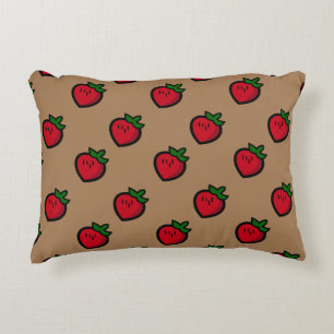 Cute Red Cartoon Strawberries for Vegetarians Dekokissen