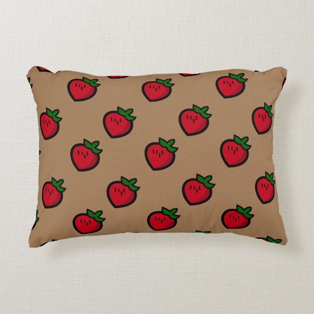 Cute Red Cartoon Strawberries for Vegetarians Dekokissen (Vorderseite)