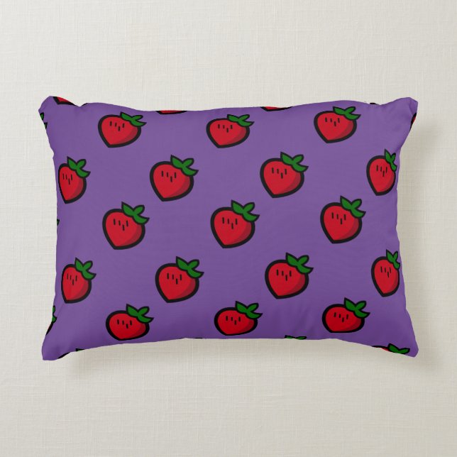Cute Red Cartoon Strawberries for Vegetarians Dekokissen (Vorderseite)
