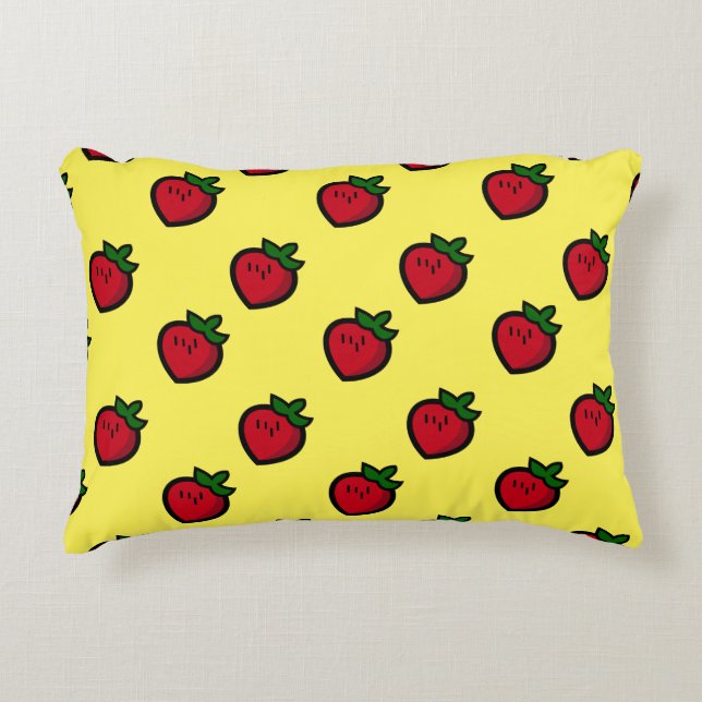 Cute Red Cartoon Strawberries for Vegetarians Dekokissen (Vorderseite)