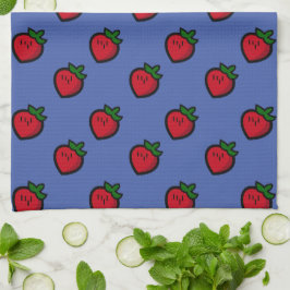 Cute Red Cartoon Strawberries for Vegetarians Geschirrtuch