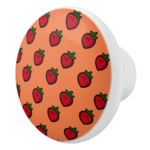Cute Red Cartoon Strawberries for Vegetarians Keramikknauf