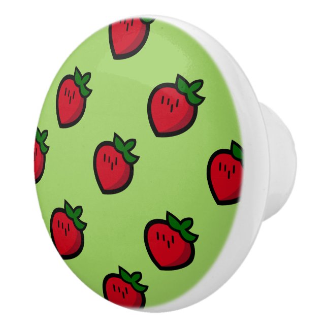 Cute Red Cartoon Strawberries for Vegetarians Keramikknauf (Rechts)