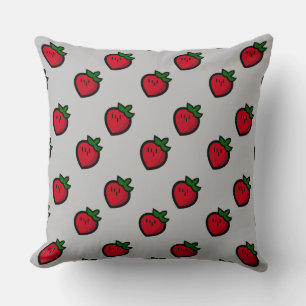 Cute Red Cartoon Strawberries for Vegetarians Kissen
