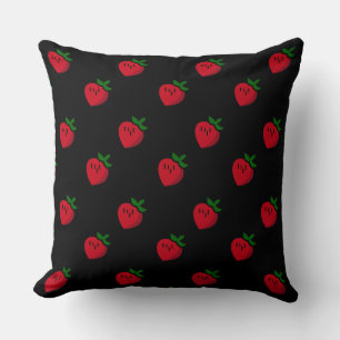 Cute Red Cartoon Strawberries for Vegetarians Kissen