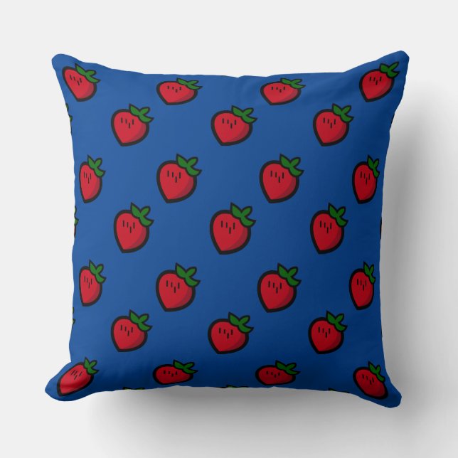 Cute Red Cartoon Strawberries for Vegetarians Kissen (Vorderseite)