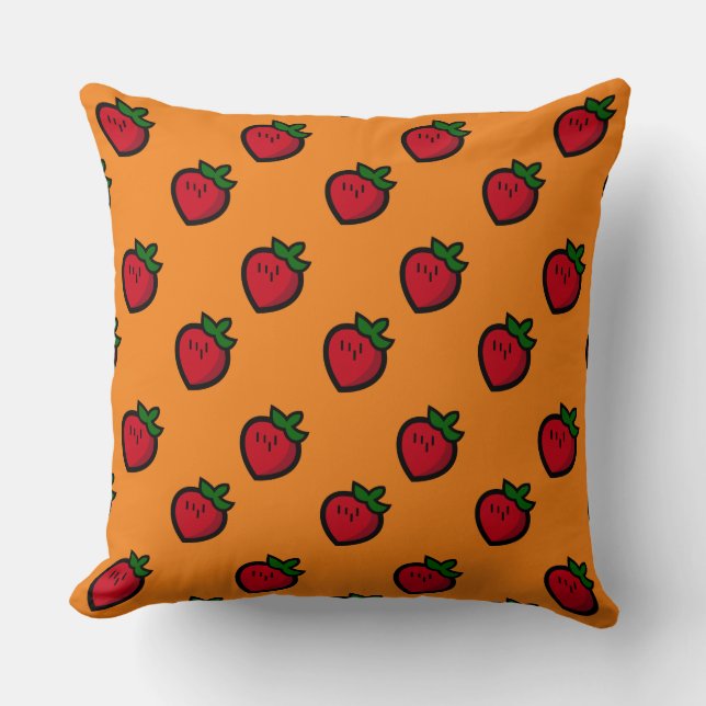 Cute Red Cartoon Strawberries for Vegetarians Kissen (Vorderseite)