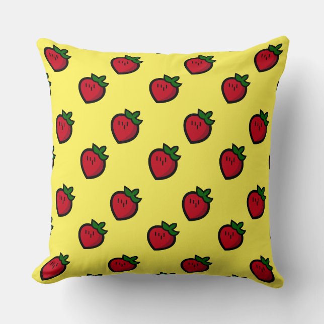 Cute Red Cartoon Strawberries for Vegetarians Kissen (Vorderseite)
