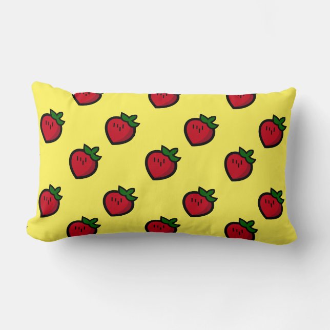 Cute Red Cartoon Strawberries for Vegetarians Lendenkissen (Vorderseite)