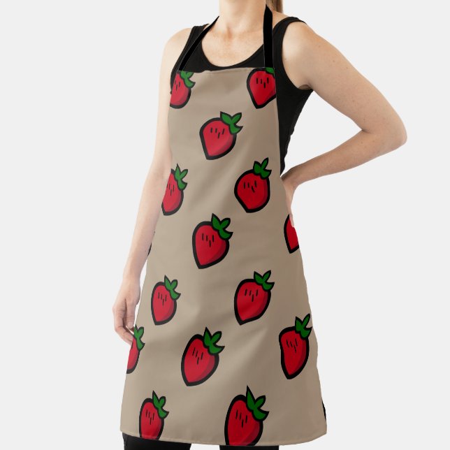 Cute Red Cartoon Strawberries for Vegetarians Schürze (InSitu)