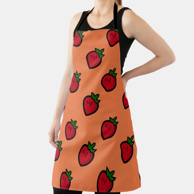 Cute Red Cartoon Strawberries for Vegetarians Schürze (InSitu)