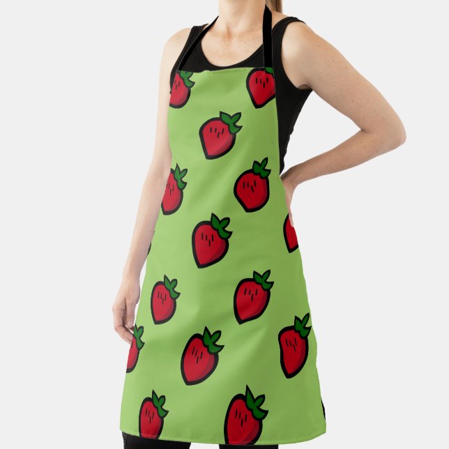 Cute Red Cartoon Strawberries for Vegetarians Schürze (InSitu)