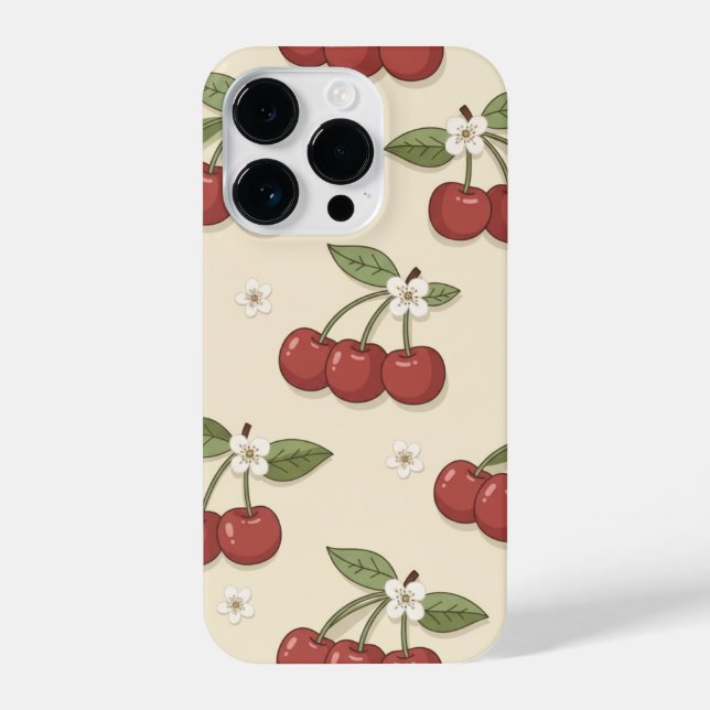 Cute Red Cherry Blossom Phone Case  iPhone 14 Pro Hülle (Rückseite)