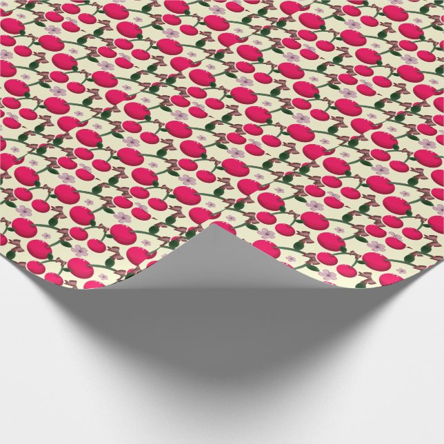 Cute red cherry pattern  geschenkpapier (Ecke)