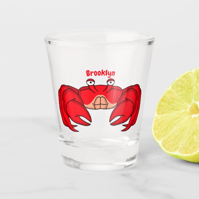 Cute red crab cartoon illustration schnapsglas (Vorderseite)