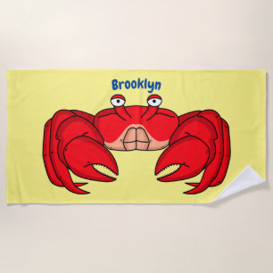 Cute red crab cartoon illustration strandtuch