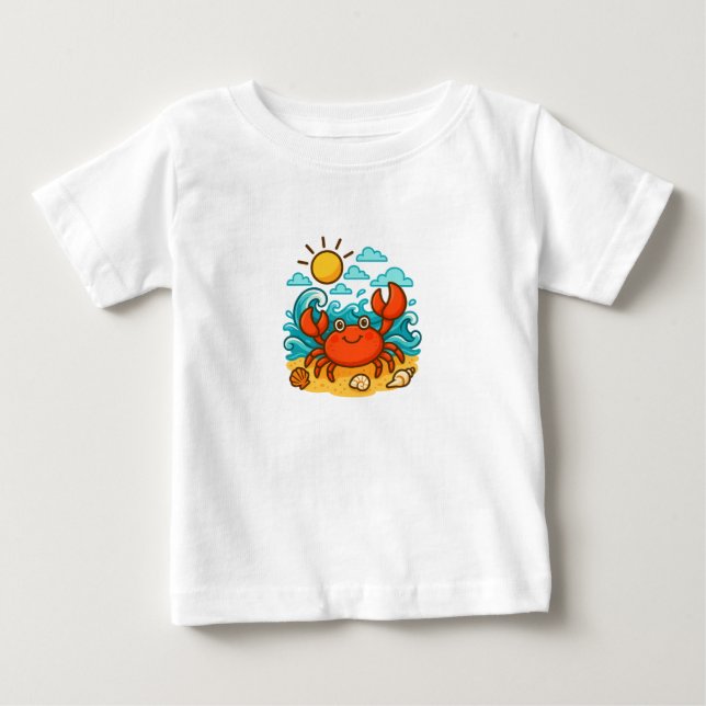 Cute Red Crab Summer Beach Baby T-Shirt (Vorderseite)