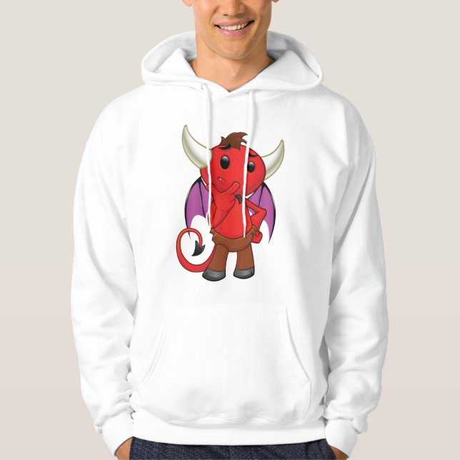 Cute Red Devil Character Thinking Mischievous Hoodie (Vorderseite)