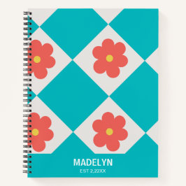 Cute Red flowers Personalized Name Spiral Notebook Notizbuch