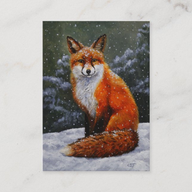Cute Red Fox in Winter Snow Visitenkarte (Vorderseite)