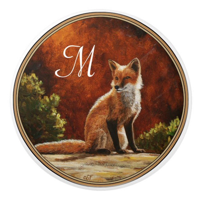Cute Red Fox Sitting In the Sun Keramikknauf (Vorderseite)