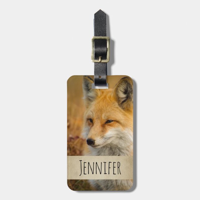Cute Red Fox Wilderness Nature Fotograf Gepäckanhänger (Vorderseite vertikal)
