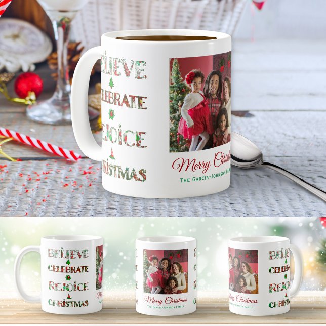 Cute Red Green Christmas Pattern Kaffeetasse (Von Creator hochgeladen)
