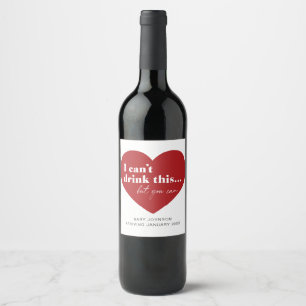 Cute Red Heart Pregnancy Faire-part Vin Étiquette