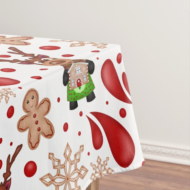 Cute Red Kids Christmas Reindeer Tischdecke (Beispiel)