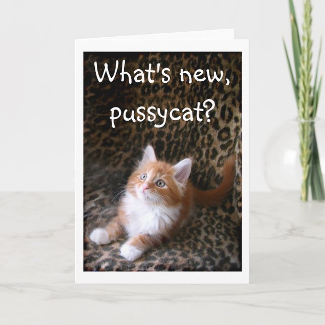Cute red kitten on leopard Print Greeting card Karte (Vorderseite)
