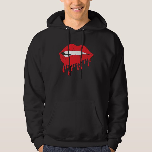 Cute Red Lips Bite Biting Hot Desiring Temptation  Hoodie (Vorderseite)