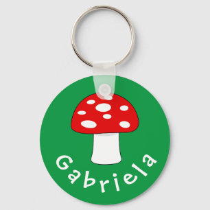 Cute red mushroom keychain with name for kids schlüsselanhänger