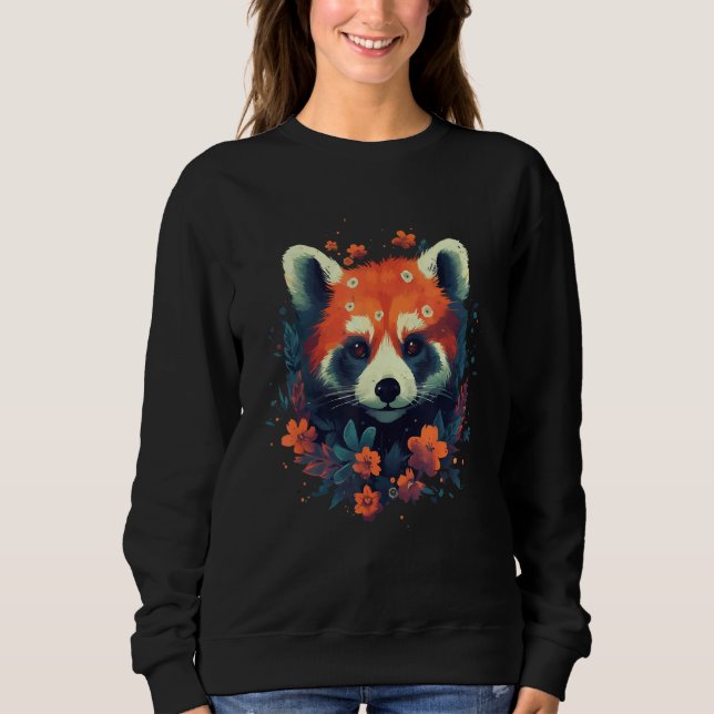 Cute Red Panda Flowers Graphic Animal  Print 1 Sweatshirt (Vorderseite)