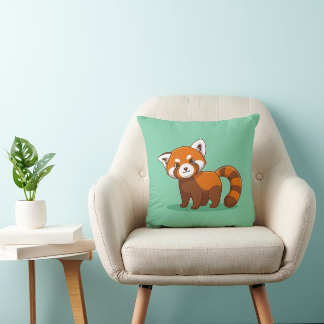 Cute Red Panda on Green Kissen (Stuhl )