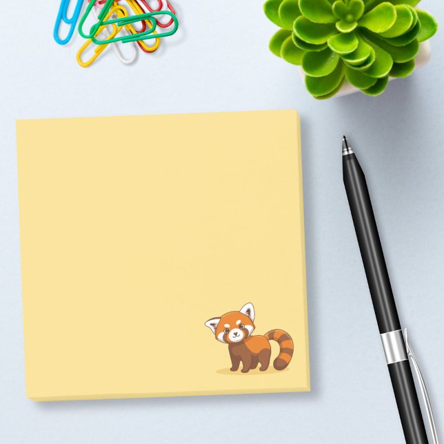 Cute Red Panda on Yellow Post-it Klebezettel (Von Creator hochgeladen)