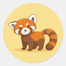 Cute Red Panda on Yellow Runder Aufkleber